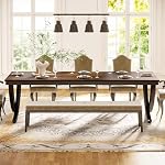 Tribesigns Rectangular Dining Table for 6-8, 78 inch Large Wood Farmhouse Dinner Table with Heavy Duty Metal Legs and Wooden Top for Kitchen Dining Room Living Room (Only Table) (Black Brown)