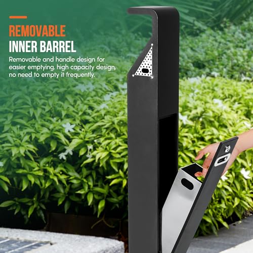 Image of AIWFL Commercial Trash Disposal with Removable Inner Barrel, Lock Design, Standing Metal Ash Receptacle for Outside Sidewalk Office Restaurant Bar Convenience Store
