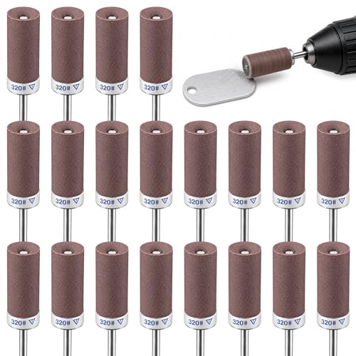 20Pcs Sanding Drums for Dremel Rotary Tool with 1/8" Shank, Sanding Sticks for Plastic Wood Metal Grinding Polishing, 320 Grit
