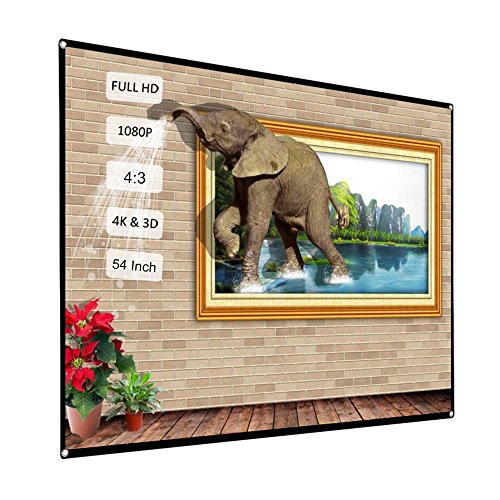 Docooler Foldable Movie Projector Screen, HD 4K 4:3 Indoor Outdoor Portable Home Cinema