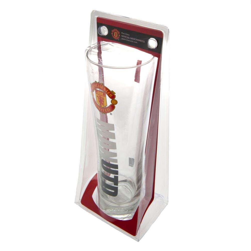 Manchester United FC Bicchiere ufficiale alto da birra Rosso Nero Argento