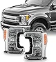AKKON - Fit 2017 2018 2019 Ford F-250 F350 F450 F550 Super Duty [Halogen Type] Chrome Headlight Pair Driver Left+Passenger Right