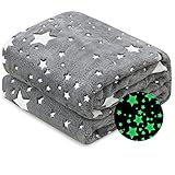 ALPRANG Glow in The Dark Throw Blanket with Star Design, Soft Plush Microfiber Flannel Blanket for Kids and Adults Luminous Throw for Sofa Couch Car Large Glowing Blanket( 60''x80'')