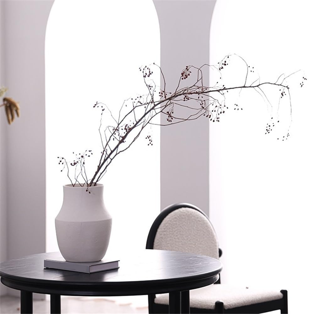 Wazon z kwiatami Ceramiczny wazon Czysta biel Szorstka faktura Sucha kompozycja kwiatowa Sztuka do salonu Wazony z kwiatami na ozdoby świąteczne(Średni)