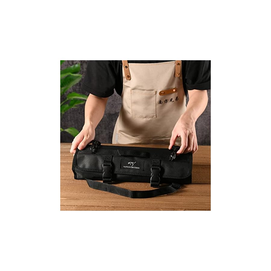 Chef-Knife-Set-8-Pieces-Damascus-Steel-Knives-with-Portable-Knife-Roll-Storage-Bag-Knife-Blade-Guards-Carving-Fork-Knife-Sharpener-and-Kitchen-Shears-for-Outdoor-Camping-BBQ-Travel NANFANG BROTHERS Chef Knife Set with Bag, 8 Pieces Damascus Steel Chef Knives with Portable Knife Roll Storage Bag, Blade Guards, Carving Fork, Sharpener and Kitchen Shears for Outdoor Camping Travel