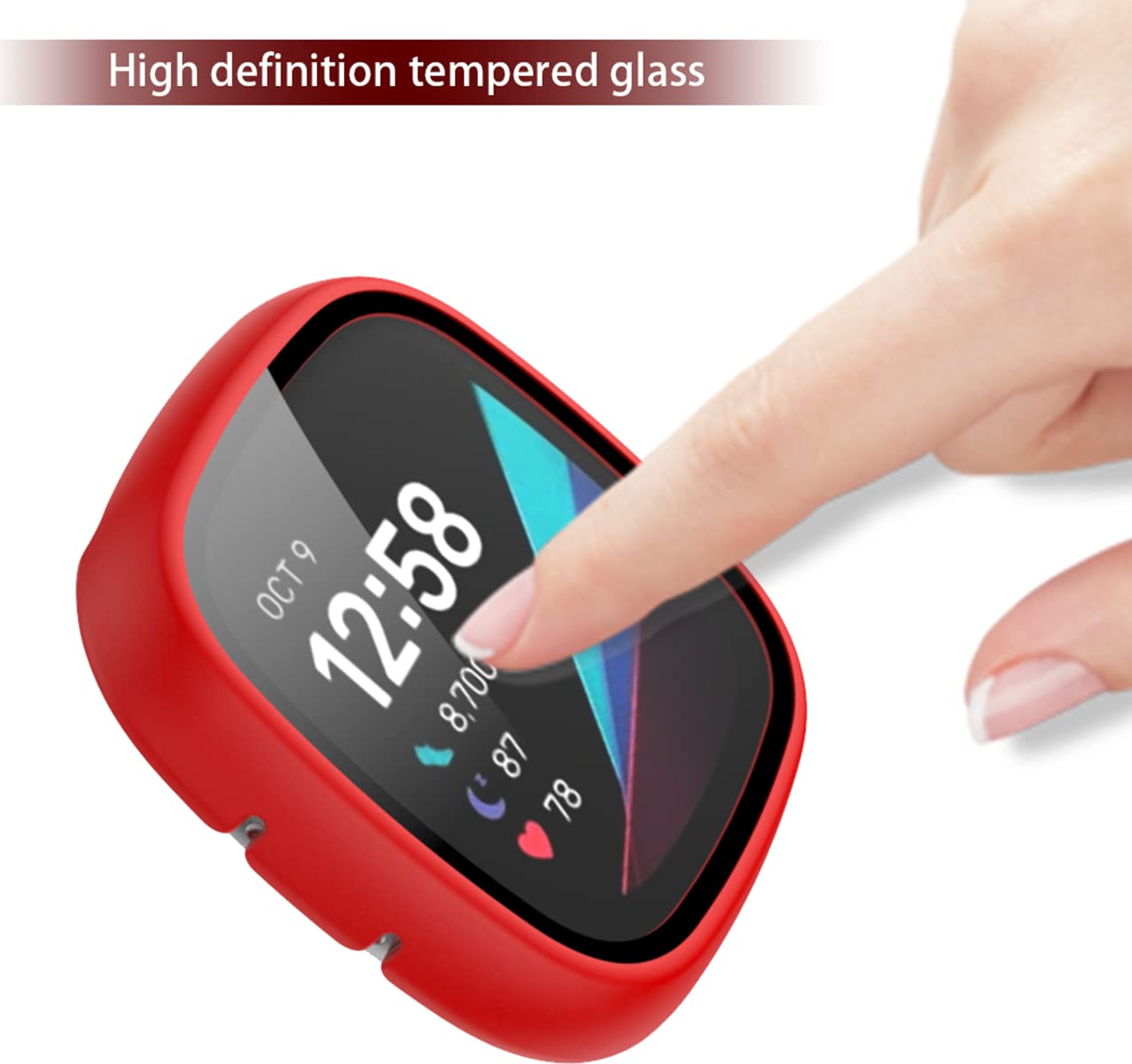BBZ versa3 Custodia,Pellicola Protettiva in Vetro + Cornice in plastica Rigida, Protezione Completa Compatibile con Fitbit versa3, Sense