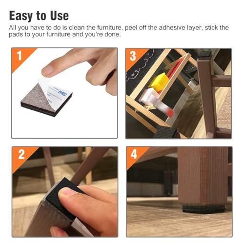 BufferABC Antirutsch Pads, 12 Stück 50mm Rutschhemmer für Möbel, Quadrat Gummifüße Selbstklebend Dicker Anti Rutsch Gummi Pad - Profi Möbelstopper - Bodenschutz & Kratzschutz