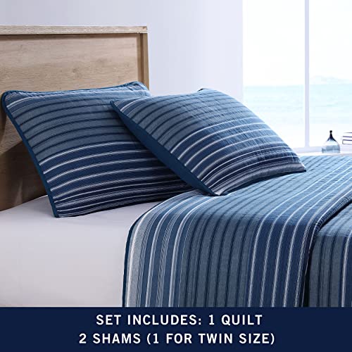 Nautica - Queen Quilt Set, Soft & Breathable Cotton Bedding with Medium Weight Feel, Reversible 3 Piece Bed Set with Matching Pillowcase (Coveside Blue) - Image 5