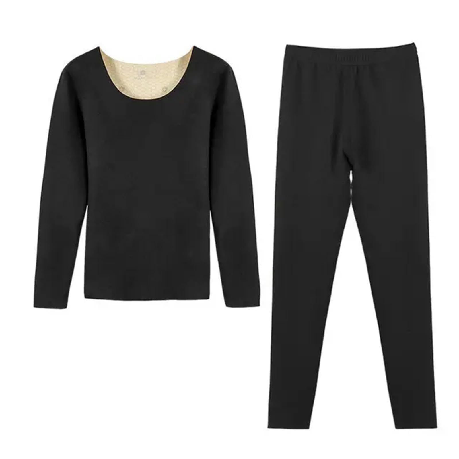 MdybF Ensembles Thermiques Femme Men De sous-Vêtements Thermiques pour Femmes Vêtements d'hiver Lingerie Chaude -Femmes Noires-M (40-50 Kg)
