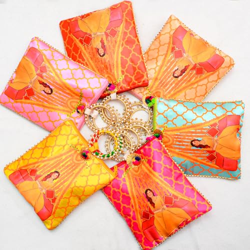 Image of Women Potli Bags Pack of 18 | Gifting Potli with Handle & Zipper | Traditional Shagun Return Gifts Potli for Diwali, Mehandi, Haldi, Baby Shower, Wedding, Sangeet