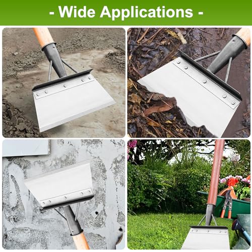 Multifunktionale Reinigungsschaufel, Gartenschaufel Groß Flache Schaufel Garten aus Manganstahl Stoßscharre für Unkraut Entfernen und Moos, Gartengeräte zum Schneeschaufeln Enteisen