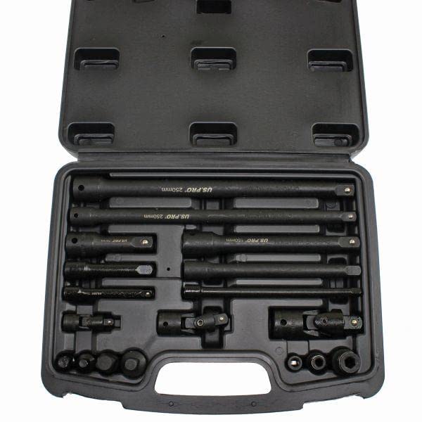 US PRO Narzędzia 18 szt. Zestaw akcesoriów udarowych 1/4" 3/8" 1/2" Napędy UJ Step Up/Down 3685