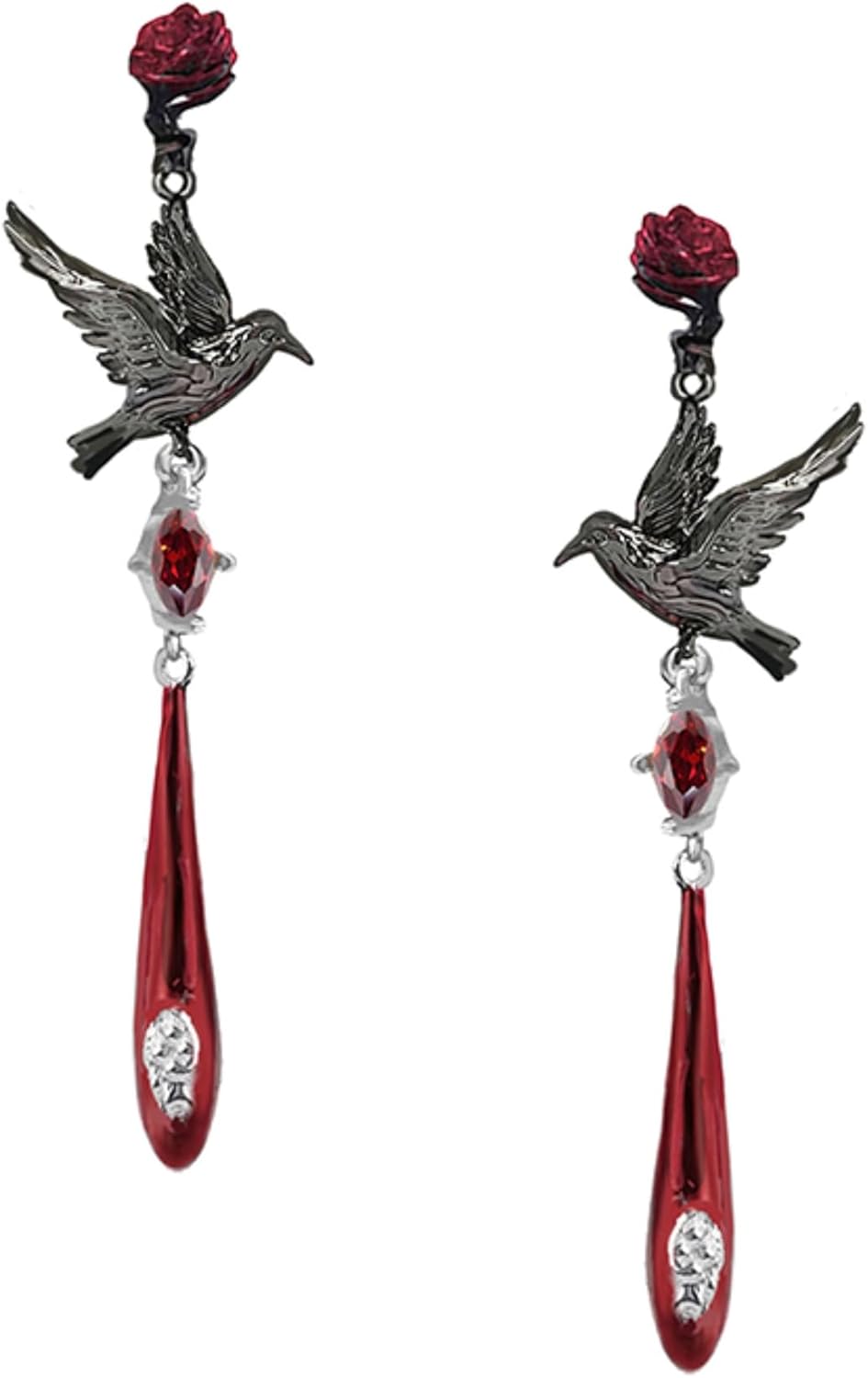 Hip Hop Style Gothic Crow Earrings Red Pendant Earrings Personalized Animal Accessories Fashion Women's Accessories