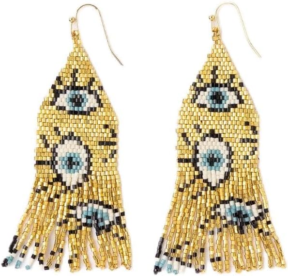 INK+ALLOY Delilah Poppies Beaded Fringe Earrings for Women – Handcrafted Floral Statement Earrings – Lightweight, Bold & Boho Chic – Perfect for Birthdays, Festivals & Everyday Style