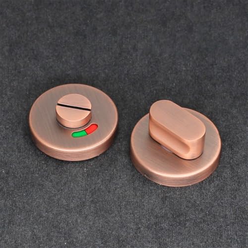 Manija de bloqueo de puerta de baño de acero inoxidable de grado comercial con indicador de ocupación para privacidad y seguridad en baños públicos y lugares de trabajo (bronce rojo)