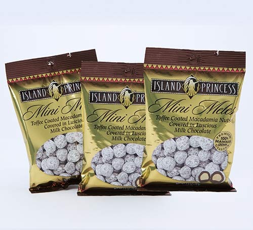 (Pack of 3) Island Princess Mini Meles Toffee Coated Macadamia Nuts Covered in Milk Chocolate 2.5 oz.