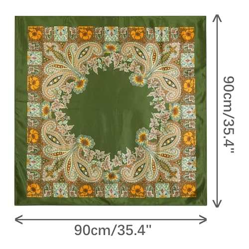 Women's Satin Square Scarf, 35" Large Paisley Symmetric Silk Like Hair Scarf Head Sleeping Wrap Bandanas3
