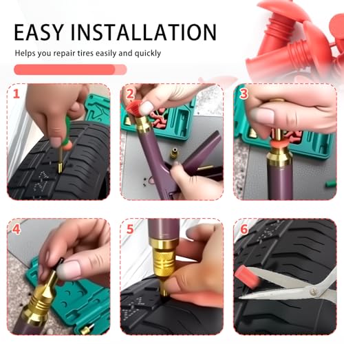 Image of 90PCS Mushroom Tire Plugs Kit,Tire Repair Kit with Plugs Suitable for Tubeless Tires,Universal Mushroom Plug Tires Repair Kits Vehicle Accessories for Cars,Motorcycles (90PCS)