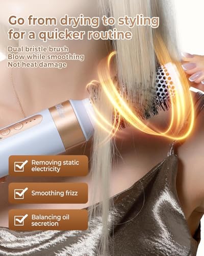 Image of 7 in 1 Hair Dryer Brush, Professional Hot Air Styler, 110000 RPM High-Speed Blow Dryer with Negative Ions for Fast Drying Curling Straightening Volumizing Versatile Hair Styling Tool