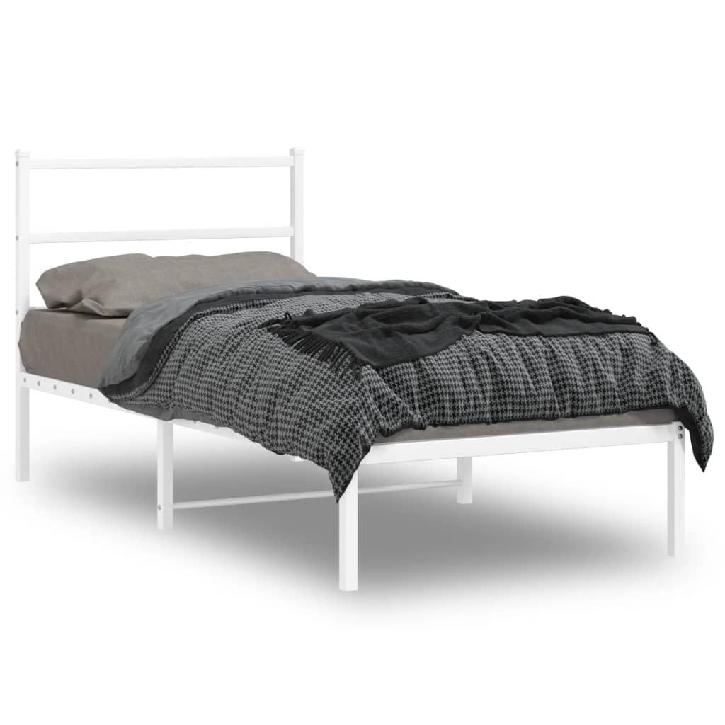 vidaXL Bettgestell mit Kopfteil Metall Weiß 90x190 cm