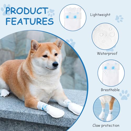 QIYUDA Disposable Dog Booties 20 Count Waterproof Adjustable Dog Cat Shoes Boots Mud Paw Protection Feet Covers
