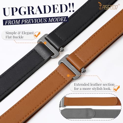 JASGOOD 2 Pack Women No Show Stretch Belts Elastic Web Strap Waist Belt with Flat Buckle for Jeans Pants Dresses3