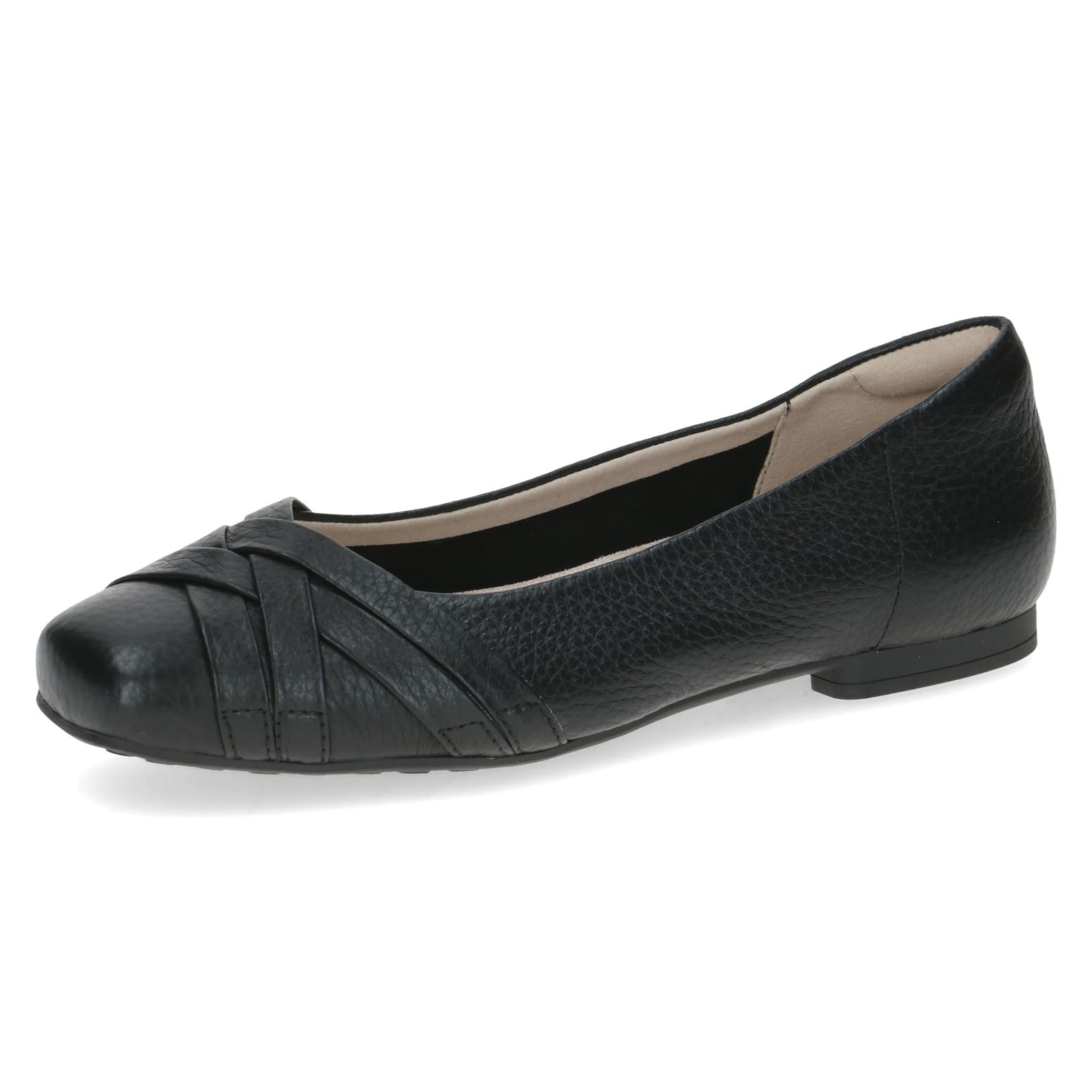CAPRICE Women's Ballet Flats in Leather, Black (Black Deer), 5 UK