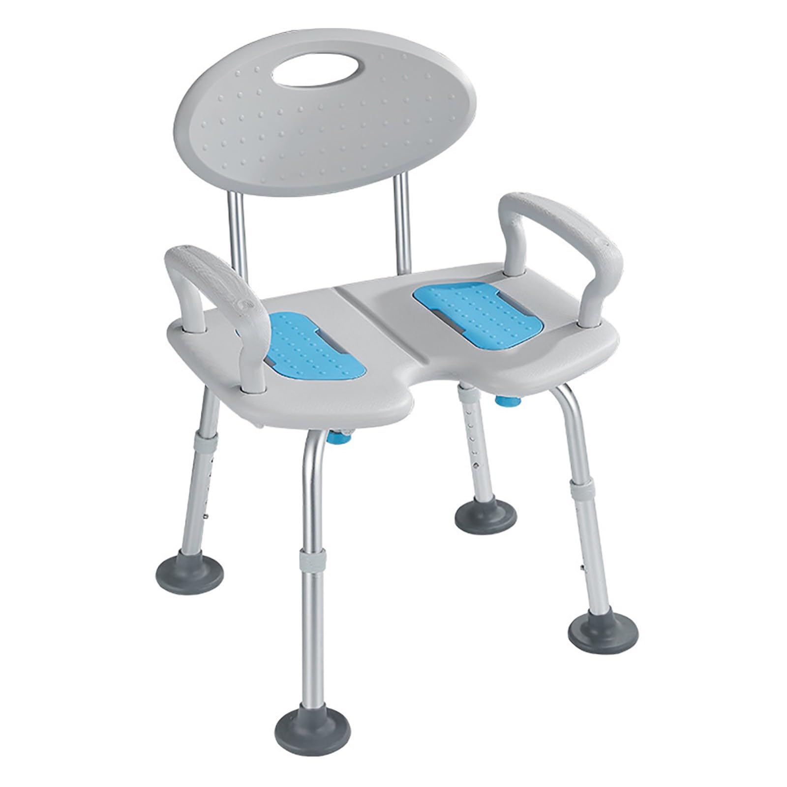 Silla para Ducha Antideslizante, Silla De Ducha para Minusválidos, Taburete De Ducha De Aluminio Regulable En Altura con Respaldo Y Reposabrazos, Asiento De Ducha para Ancianos, 150 Kg