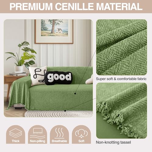 ALIECOM-Sofa-Covers-Washable-Chenille-Boho-Couch-Covers-for-3-Cushion-Couch-Sofa-Slipcovers-with-Tassel-Sectional-L-Shaped-Couch-Cover-for-Pets-Dogs-Furniture-Protector-Light-Green-91×142-Inch ALIECOM Sofa Covers Washable Chenille Boho Couch Covers for 3 Cushion Couch Sofa Slipcovers with Tassel Sectional L Shaped Couch Cover for Pets Dogs Furniture Protector Light Green 91×142 Inch