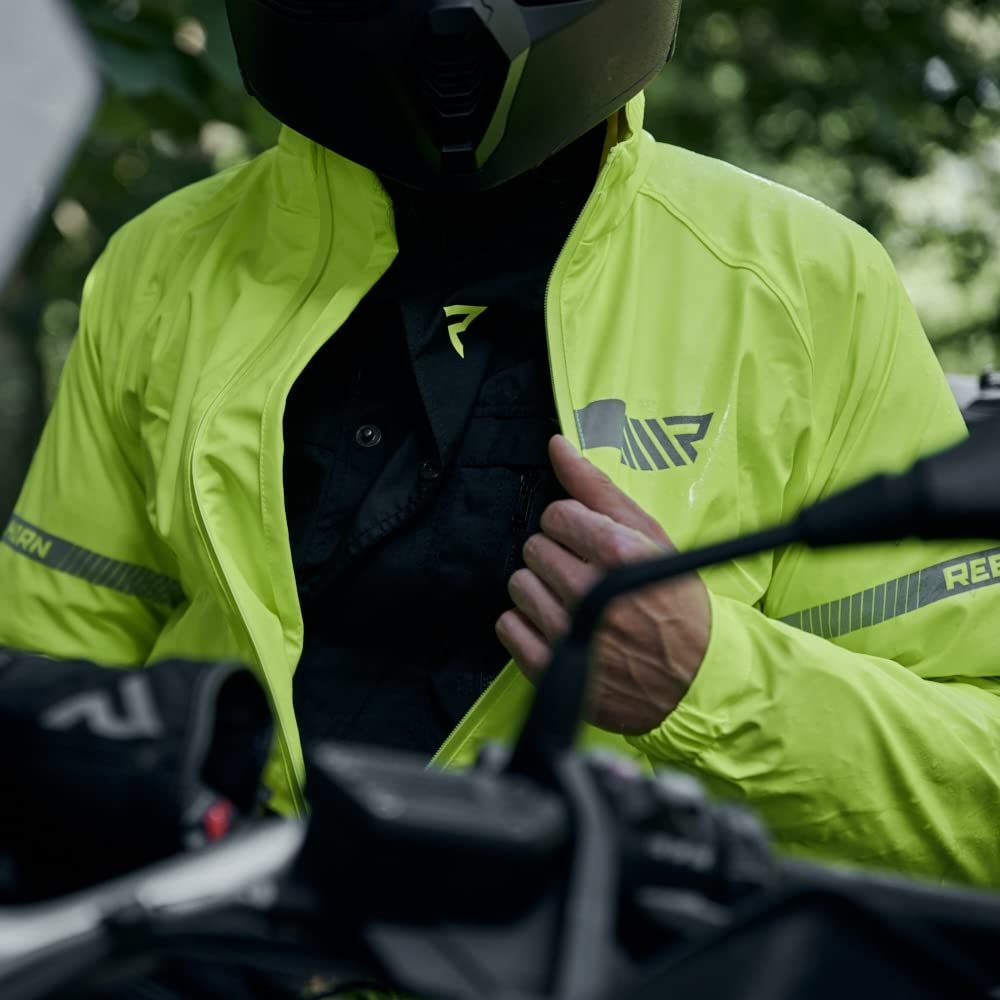 REBELHORN Ocean Motorrad Regenjacke | Laminierte Membran | Reflektierende Elemente | Winddicht Atmungsaktiv Wasserdicht | Größen bis 10XL