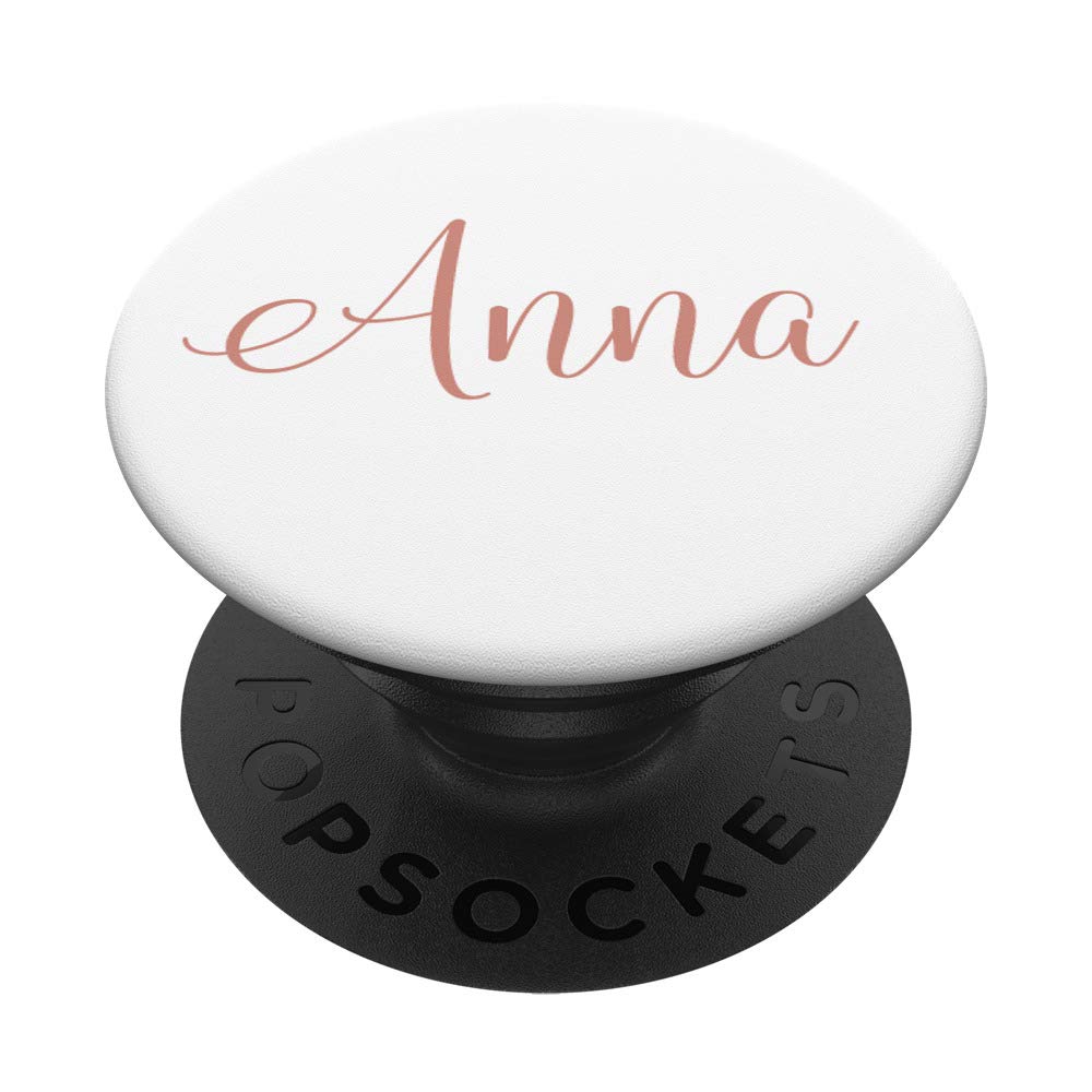 Anna Personalized Blush Pink and White Custom First Name PopSockets PopGrip: Swappable Grip for Phones & Tablets