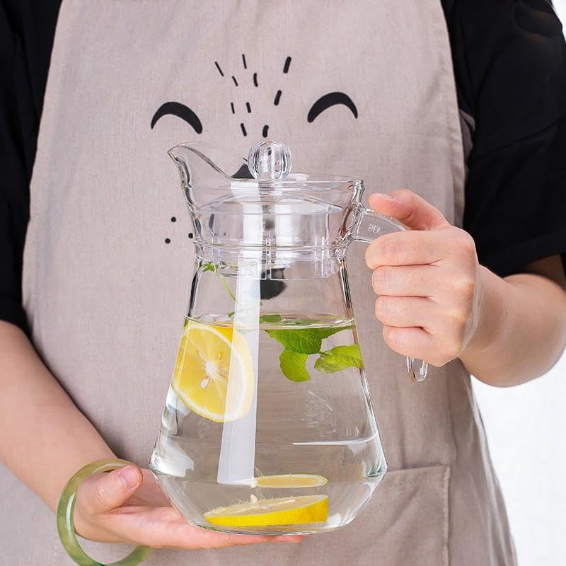 Image of Premium Water and Juice Glasses and Jug Set Combo [6 Piece Glass 350ML & 1 Piece Jug 1.2 Liter] Transparent Pitcher Set for Dining Table, Home & Restaurant,Party (MTS - 12)