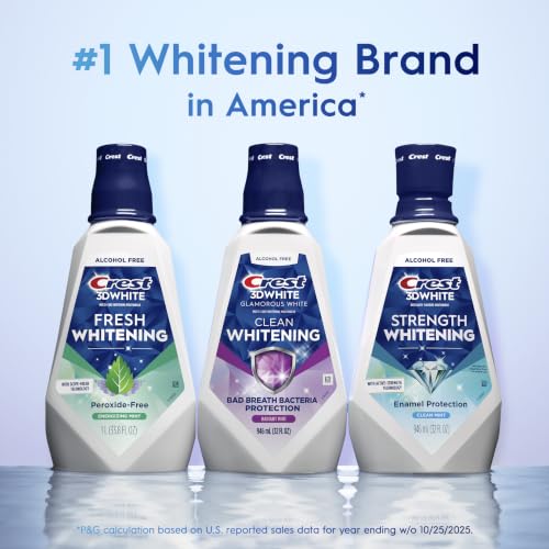 Crest 3D White Glamorous White Alcohol Free Multi-Care Whitening Mouthwash, Hydrogen Peroxide Mouthwash, Arctic Mint, 16 fl oz (473 mL) - Pack of 4, Crest Mouthwash - image 7