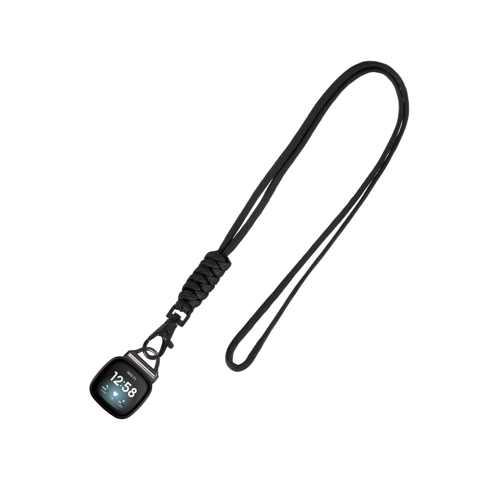 yothchose Nylon Necklace Compatible with Fitbit Versa 4/Versa 3/Sense 2/Sense Weave Breathable Necklace Chain Pendent Clip Women Men