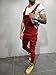 LONGBIDA Men's Denim Bib Overalls Fashion Slim Fit Jumpsuit with Pockets(Red,L)