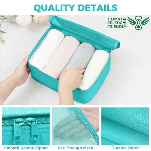 Image of BAGAIL 9 Set Packing Cubes with Packing List Luggage Packing Organizers for Travel Accessories (Blue Green)
