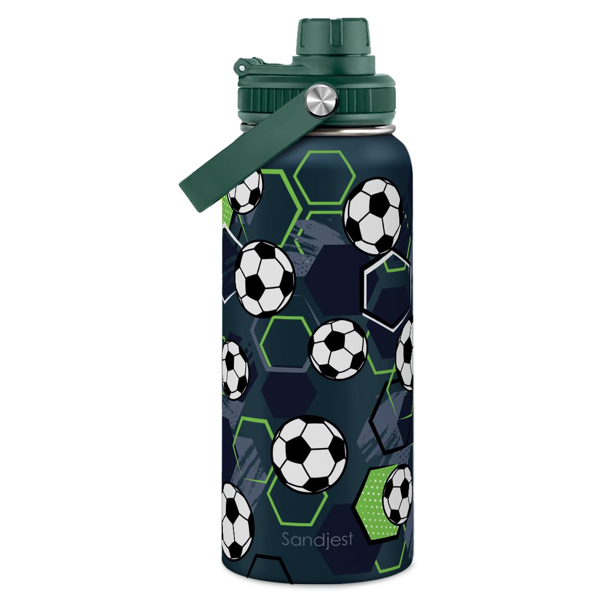 SANDJEST Soccer Water Bottle 32oz Stainless Steel, Travel Tumbler Vacuum Chug Lid Aesthetic Sport for Boys Men Friends Dad Brothers, Gifts for Fathers Day Birthday Christmas โ image 1
