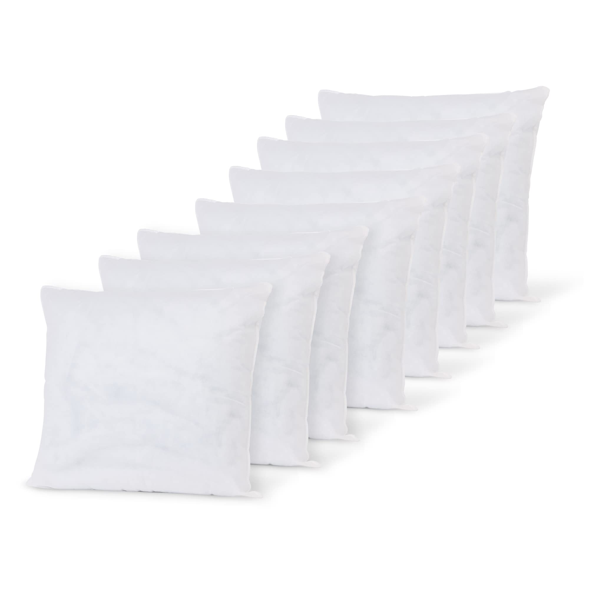 Charlotte Andersen White 8 Pack 18” Inch Square Cushion Inners, Anti-Allergy Insert Pads 45Cm X 45Cm Pure Hollowfibre Filling- Made In Uk (8)