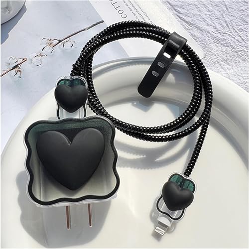 Image of Like Star Charger Protection Cover 4 in 1, Compatible for iPhone Charger only 18W & 20W, Spiral Cable Protector for Charging Cable, Charger Protector with 3D Design