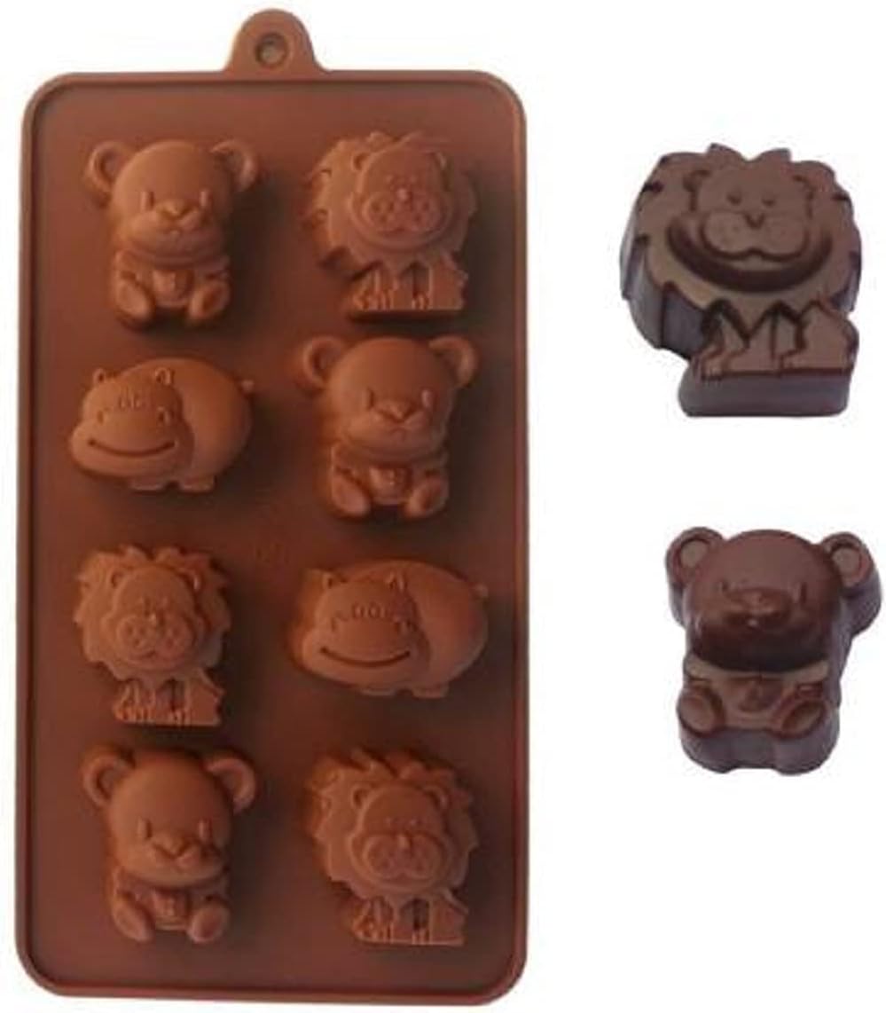 RKPM HOMES Animal Shape Chocolate Mould | Silicone Candy Mold | Baking Tools For Cake Chocolate Candy Ice Jelly | Cake Baking Moulds | Bakeware Molds | Brown 8 Cavity,10X10X10 Cm