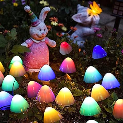 Solar String Lights, Waterproof Mushroom LED Fairy Lights Cover