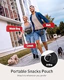 AGPTEK Torba na smakołyki, duża torba na spacery dla psa z wyjmowaną kieszenią na przekąski, uchwyt na wodę, dozownik woreczków na odchody, wodoodporny zamek błyskawiczny, regulowany pasek, czarny