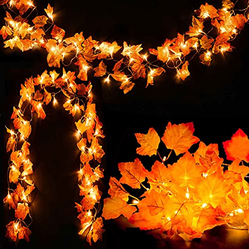 Photo 1 of [2-Pack] Fall Decorations for Home Thanksgiving Decorations Lighted Fall Garland