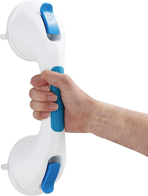 TAILI Maniglia Doccia Anziani, MAX 110 KG Maniglione Bagno Disabili, 31 CM Maniglie a Ventosa, Rimovibile Maniglie Doccia per Anziani, Nessuna foratura Handy Grasp Pro, Ausili e Sicurezza - Blu
