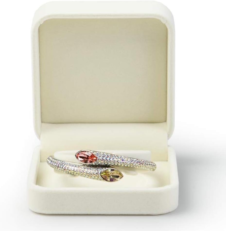Velvet Bracelet Box Bracelet Gift Box Small Jewelry Gift Box Velvet Interior Bangle Storage for Wedding, Proposal, Birthday Gifts (White)