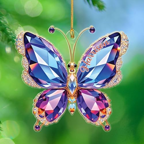 Ornement en forme de papillon en pierre précieuse 2D pour la fami...