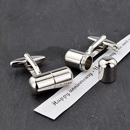 Mancuernillas para hombre con compartimiento para pastillas miniatura 2