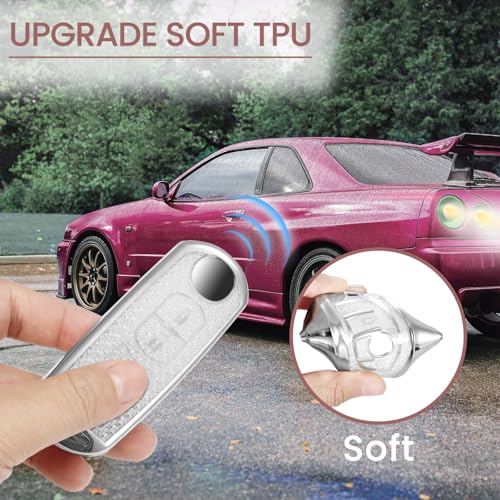 Image of Car Key Fob Cover for Mazda, Rhinestone Wristlet Case, White | Wear-resistant TPU shell, non-stretch rhinestone wristlet, daily splash, scratch and drop protection, normal signal use
