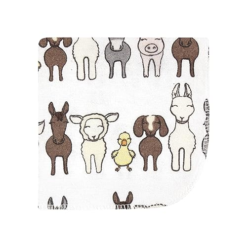 Image of Hudson Baby Unisex Baby Flannel Cotton Poly Washcloths, Farm Friends Grey 10-Pack, One Size