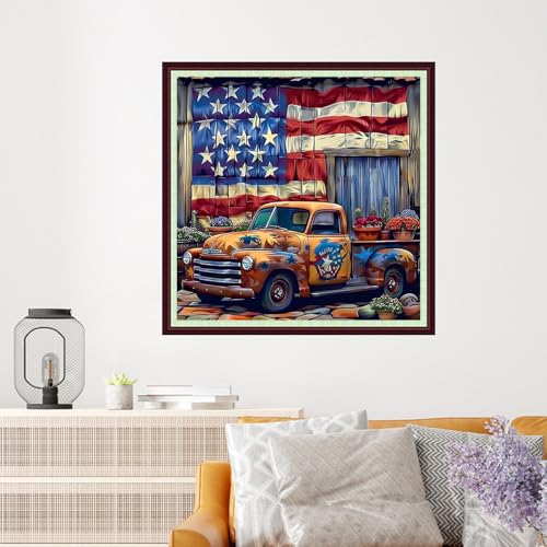 Image of Dooxvey Cross Stitch Kits for Adults Beginners,Full Range of Cross-Stitch Stamped Kits Needlepoint Kits for Beginners Embroidery Kits 11CT Cross Stitch Patterns-National Flag Flowers 18x18 inch